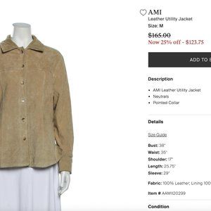 AMI tan suede leather jacket button front